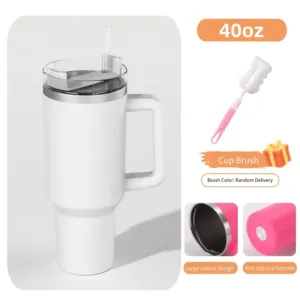 Bouteille Isotherme 40oz avec Paille et Poignée – Acier Inoxydable Thermos Boisson Froide ou Chaude – Gobelet Café à Couvercle Liv. gratuit – Image 11