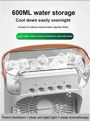 Humidificateur Ventilateur USB 3-en-1 | Refroidisseur d'air rapide LED 7 couleurs – Maison & Bureau – Image 11