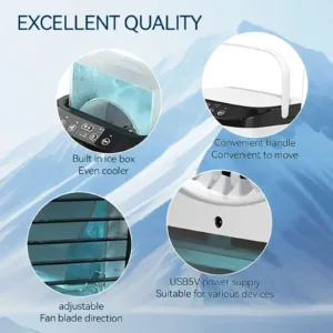 Climatiseur Portable 3 Vitesses avec Réservoir 900ml & Veilleuse 7 Couleurs – AZNM Refroidissement rapide ambiance douce, design compact pour votre confort quotidien. – Image 9