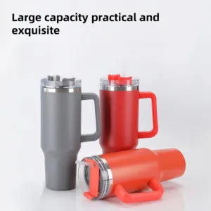 Bouteille Isotherme 40oz avec Paille et Poignée – Acier Inoxydable Thermos Boisson Froide ou Chaude – Gobelet Café à Couvercle Liv. gratuit – Image 13