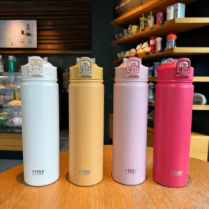 TYESO Bouteille Thermos 600/750 ml – Acier Inoxydable avec Paille – Tasse Isotherme Voiture & Sport rapide Chaud/Froid – Image 10