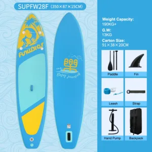 FunWater – Planche à Pagaie Gonflable Stand Up Paddle rapide Antidérapante avec Accessoires, 330 lbs, 305 à 350 cm – Image 23