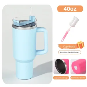 Bouteille Isotherme 40oz avec Paille et Poignée – Acier Inoxydable Thermos Boisson Froide ou Chaude – Gobelet Café à Couvercle Liv. gratuit – Image 2