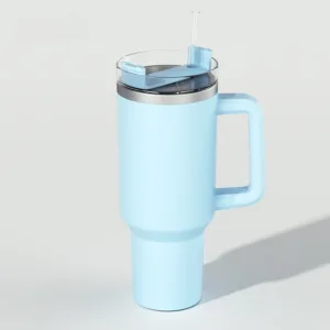 Bouteille Isotherme 40oz avec Paille et Poignée – Acier Inoxydable Thermos Boisson Froide ou Chaude – Gobelet Café à Couvercle Liv. gratuit – Image 8