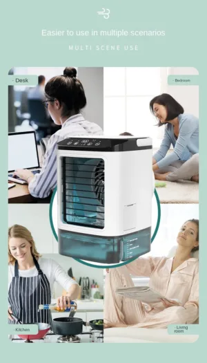Climatiseur de Bureau Portable 3-en-1 – Refroidisseur à Atomisation Ultrasonique, 3 Vitesses, 900 ml, Veilleuse LED – USB Silencieux pour Maison et Bureau Env. gratuit – Image 17