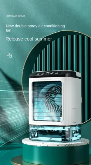 Climatiseur de Bureau Portable 3-en-1 – Refroidisseur à Atomisation Ultrasonique, 3 Vitesses, 900 ml, Veilleuse LED – USB Silencieux pour Maison et Bureau Env. gratuit – Image 19