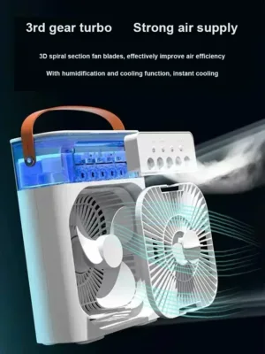 Humidificateur Ventilateur USB 3-en-1 | Refroidisseur d'air rapide LED 7 couleurs – Maison & Bureau – Image 12
