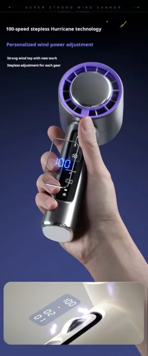 Ventilateur Portable 100 Vitesses avec Refroidissement Glacé – 4000 mAh Un souffle Exclusif de fraîcheur en 1 seconde, où que vous soyez. – Image 8
