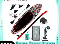  Planche à pagaie gonflable FunWater SUPFW10B 10.8 pieds, large 33’’, stable et légère. PVC multicouche, accessoires complets. Idéal tous niveaux.
