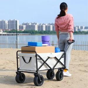 Chariot de Plage Utilitaire Pliable – Grande Capacité Robuste pour Jardin, Camping, Courses, Extérieur Déplacement rapide – Image 5