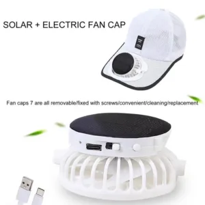 Casquette ventilée à énergie solaire – Homme/Femme, avec ventilateur USB recharge rapide maille respirante, été extérieur, pare-soleil ajustable – Image 3