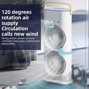Ventilateur Xiaomi Youpin Spray – Refroidisseur d’air Portable Double Tête avec Télécommande et 3 Vitesses – Brumisateur Silencieux USB Liv. gratuit – Image 2