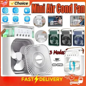 Humidificateur Ventilateur USB 3-en-1 | Refroidisseur d'air rapide LED 7 couleurs – Maison & Bureau – Image 15