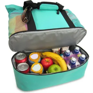 Grand Sac Isotherme de Plage en Maille – Sac Fourre-Tout avec Compartiment Glacière, Pique-Nique, Camping, 38x15x46 cm Exp. gratuit – Image 4