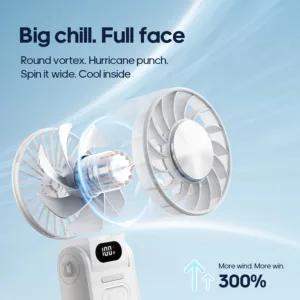 Ventilateur Portable USB Pliable 3600mAh – 100 Vitesses, Refroidissement Ice-Cool, LED, Ultra Silencieux avec Lanière Liv. gratuit – Image 4