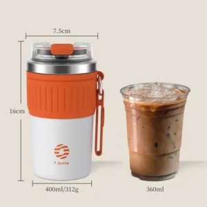 FEIJIAN – Gobelet à Café Inox 500ml/400ml – Thermos Portable Antidérapant et Étanche avec Corde Env. gratuit – Image 5