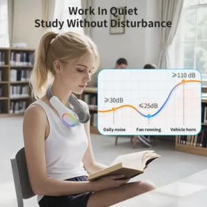 Ventilateur de Cou Xiaomi 360° – Mini Ventilateur Silencieux Sans Lame, USB Recharge rapide avec Lumière Ambiante – Image 5
