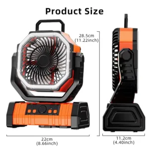 Ventilateur de Camping HOMEFISH Batterie 20000mAh, LED, Télécommande, Minuterie, Ventilateur Portable Extérieur Silencieux Env. rapide – Image 5