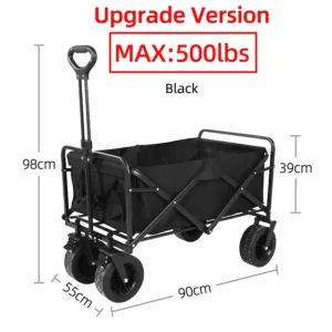 Chariot de Plage Utilitaire Pliable – Grande Capacité Robuste pour Jardin, Camping, Courses, Extérieur Déplacement rapide – Image 11