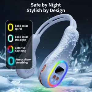 Ventilateur de Cou Xiaomi 360° – Mini Ventilateur Silencieux Sans Lame, USB Recharge rapide avec Lumière Ambiante – Image 4