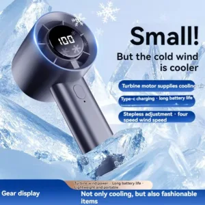 Mini Ventilateur Portable 100 Vitesses – USB Rechargeable, Refroidissement par Glace, Support Téléphone, Silencieux Env. gratuit – Image 2