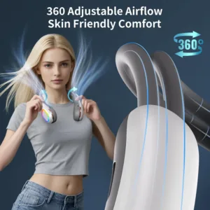 Ventilateur de Cou Xiaomi 360° – Mini Ventilateur Silencieux Sans Lame, USB Recharge rapide avec Lumière Ambiante – Image 3