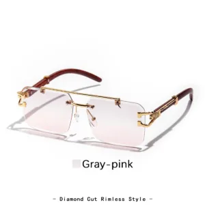 Lunettes de Soleil Sans Bords RUIAO - Style Carré Luxe UV400 pour Hommes et Femmes Env. gratuit – Image 3