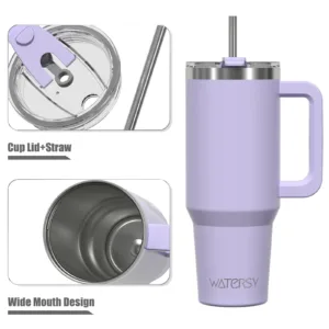 Watersy – Gobelet Isotherme 30/40oz avec Poignée et Paille | Tasse Thermique Inox Grande Capacité – Étanche & Durable Liv. gratuit – Image 2