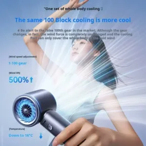 Ventilateur Portable 100 Vitesses avec Refroidissement Glacé – 4000 mAh Un souffle Exclusif de fraîcheur en 1 seconde, où que vous soyez. – Image 17