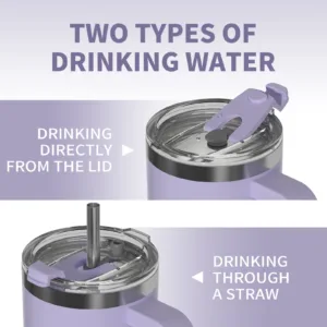 Watersy – Gobelet Isotherme 30/40oz avec Poignée et Paille | Tasse Thermique Inox Grande Capacité – Étanche & Durable Liv. gratuit – Image 3