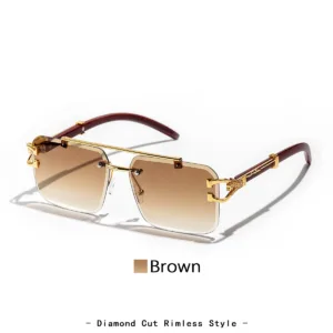 Lunettes de Soleil Sans Bords RUIAO - Style Carré Luxe UV400 pour Hommes et Femmes Env. gratuit – Image 6