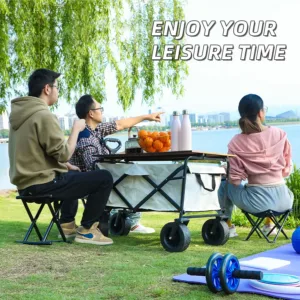 Chariot de Plage Utilitaire Pliable – Grande Capacité Robuste pour Jardin, Camping, Courses, Extérieur Déplacement rapide – Image 4
