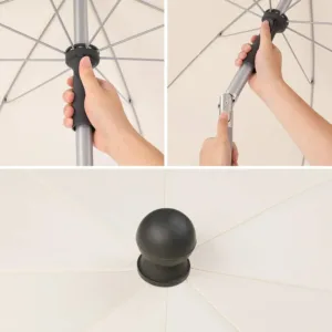 Parasol Rond 200 cm UPF 50+ - Protection Solaire Articulée, Imperméable, pour Jardin, Terrasse ou Balcon Liv. gratuit – Image 5