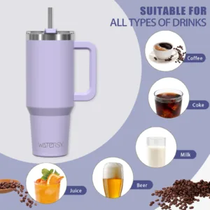 Watersy – Gobelet Isotherme 30/40oz avec Poignée et Paille | Tasse Thermique Inox Grande Capacité – Étanche & Durable Liv. gratuit – Image 5