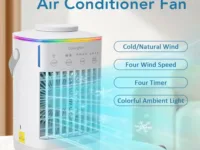 Gardez votre bureau au frais avec ce mini climatiseur portable USB à 4 vitesses. Réservoir 700ml, lumière LED colorée, brumisation ultrasonique, humidificateur silencieux. Parfait pour l’été !