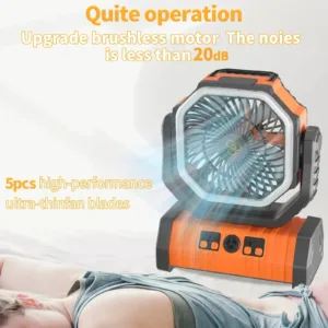 Ventilateur de Camping HOMEFISH Batterie 20000mAh, LED, Télécommande, Minuterie, Ventilateur Portable Extérieur Silencieux Env. rapide – Image 6