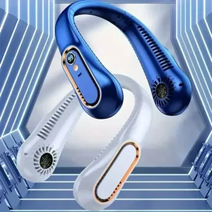 Ventilateur de Cou Sans Lame OLEVO – USB Rechargeable, 5 Vitesses, 2000mAh, Silencieux & Portable, Écran Digital Env. rapide – Image 3