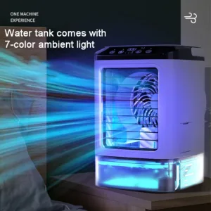 Climatiseur de Bureau Portable 3-en-1 – Refroidisseur à Atomisation Ultrasonique, 3 Vitesses, 900 ml, Veilleuse LED – USB Silencieux pour Maison et Bureau Env. gratuit – Image 21