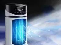 Refroidissez votre espace personnel avec le mini climatiseur Sarmocare. Compact, USB, silencieux, idéal pour bureau, maison ou voyage !