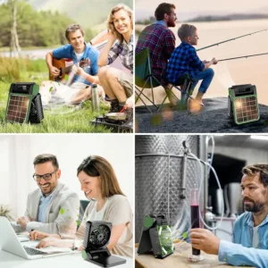 Ventilateur Solaire Portable 7800mAh avec Lanterne LED – 4 Vitesses, Recharge rapide USB & Solaire, Idéal Camping – Image 5