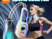 Restez au frais en toutes circonstances avec le mini ventilateur de cou Xiaomi 360°. Sans lame, silencieux, réglable, batterie 6000mAh, lumière LED – idéal voyages et sport.