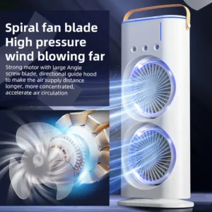 Ventilateur Xiaomi Youpin Spray – Refroidisseur d’air Portable Double Tête avec Télécommande et 3 Vitesses – Brumisateur Silencieux USB Liv. gratuit – Image 3