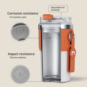 FEIJIAN – Gobelet à Café Inox 500ml/400ml – Thermos Portable Antidérapant et Étanche avec Corde Env. gratuit – Image 2