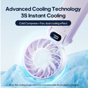 Ventilateur Portable USB Pliable 3600mAh – 100 Vitesses, Refroidissement Ice-Cool, LED, Ultra Silencieux avec Lanière Liv. gratuit – Image 5