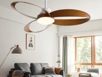 Ventilateur de plafond vintage 42/52" avec télécommande, LED 24W, moteur DC 6 vitesses. Silencieux, design moderne, idéal maison, café, bureau.