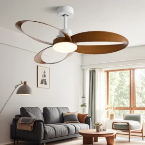 Ventilateur de plafond vintage 42/52" avec télécommande, LED 24W, moteur DC 6 vitesses. Silencieux, design moderne, idéal maison, café, bureau.