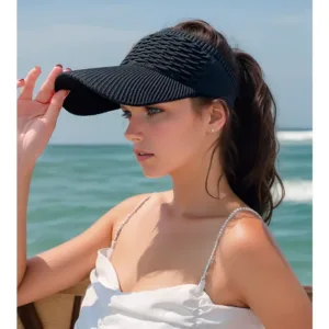 Chapeau de Soleil Respirant Femme – Casquette Tricotée Élastique à Large Bord, Anti-UV, Été Plage et Sports rapide de Plein Air – Image 2