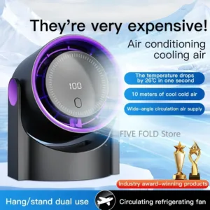 Ventilateur Sans Lame Intelligent USB – INSIS FEMME, 100 Vitesses, Silencieux, Mural ou Bureau, Intérieur & Camping, Recharge rapide – Image 5