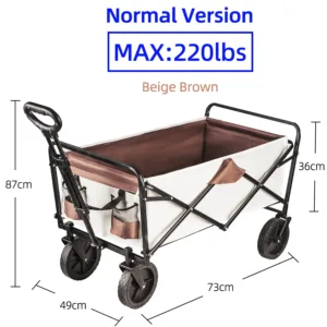 Chariot de Plage Utilitaire Pliable – Grande Capacité Robuste pour Jardin, Camping, Courses, Extérieur Déplacement rapide – Image 7