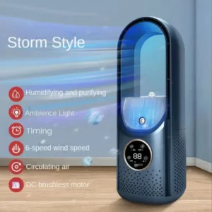 Ventilateur USB sans pales INSIS FEMME : 6 vitesses silencieuses, humidificateur intégré, design compact. Fraîcheur et confort partout cet été.